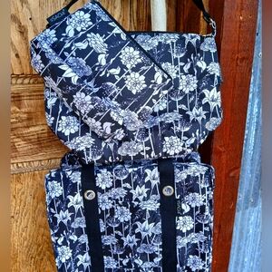 SACHI TRIO Insulated Tote Lunch Bags Set Floral ZIP Bundle Reusable sacks